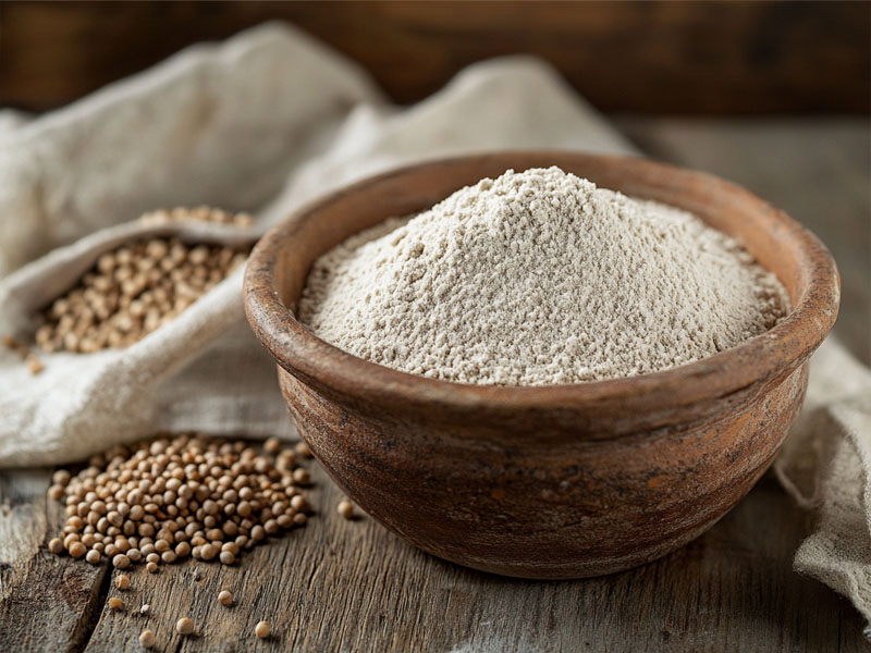 Organic bajra pearl millet flour with whole grains