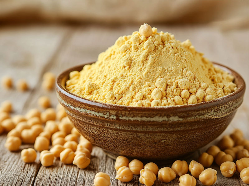 Yellow organic besan gram flour with whole chana