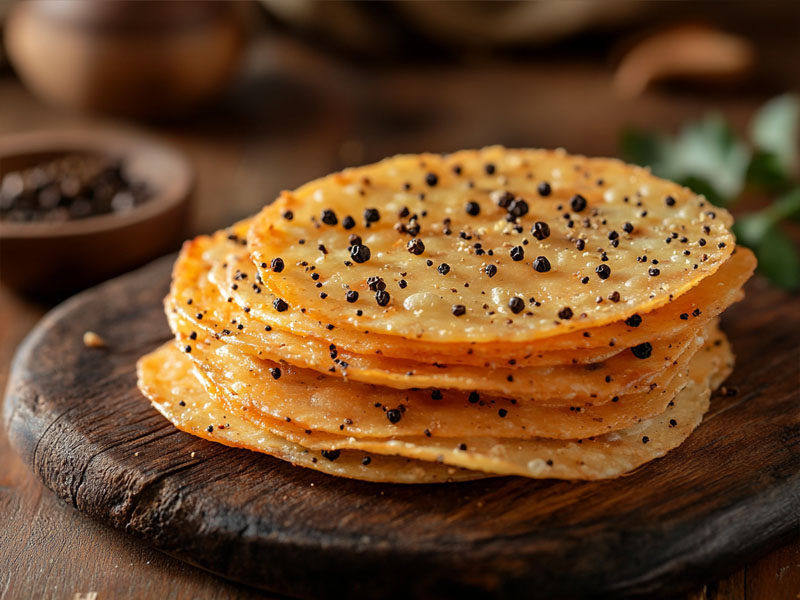 Roasted masala papad with visible spices