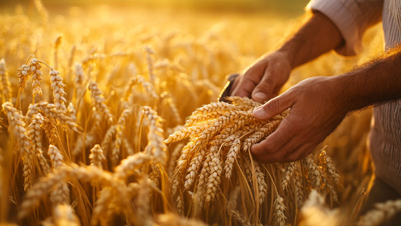 Careful harvesting of crops at peak maturity