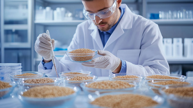Laboratory quality testing of organic food batches